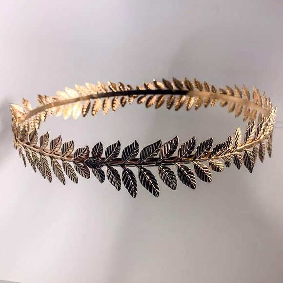 Women\'s Roman Emperor Crown Laurel Wreath Gold Leaf Headband Toga Caesar